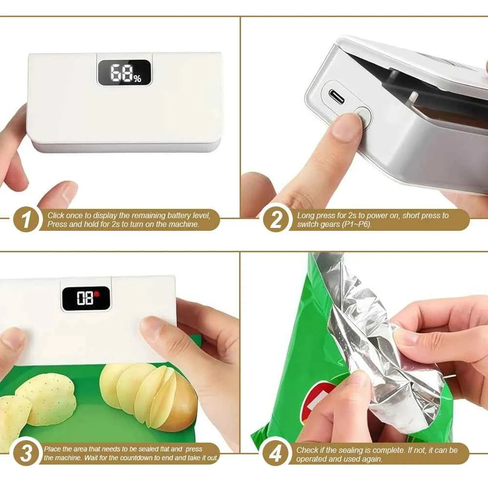 Wireless Rechargeable Automatic Vacuum Sealing Machine 2-in-1 Portable Digital Cutter Usb-c Cordless Food - Go sady online store