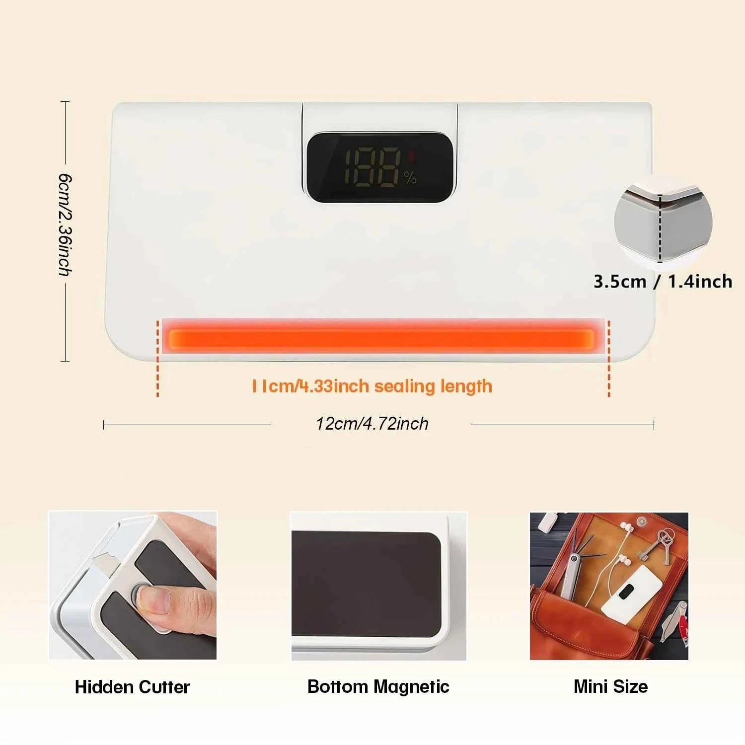 Wireless Rechargeable Automatic Vacuum Sealing Machine 2-in-1 Portable Digital Cutter Usb-c Cordless Food - Go sady online store