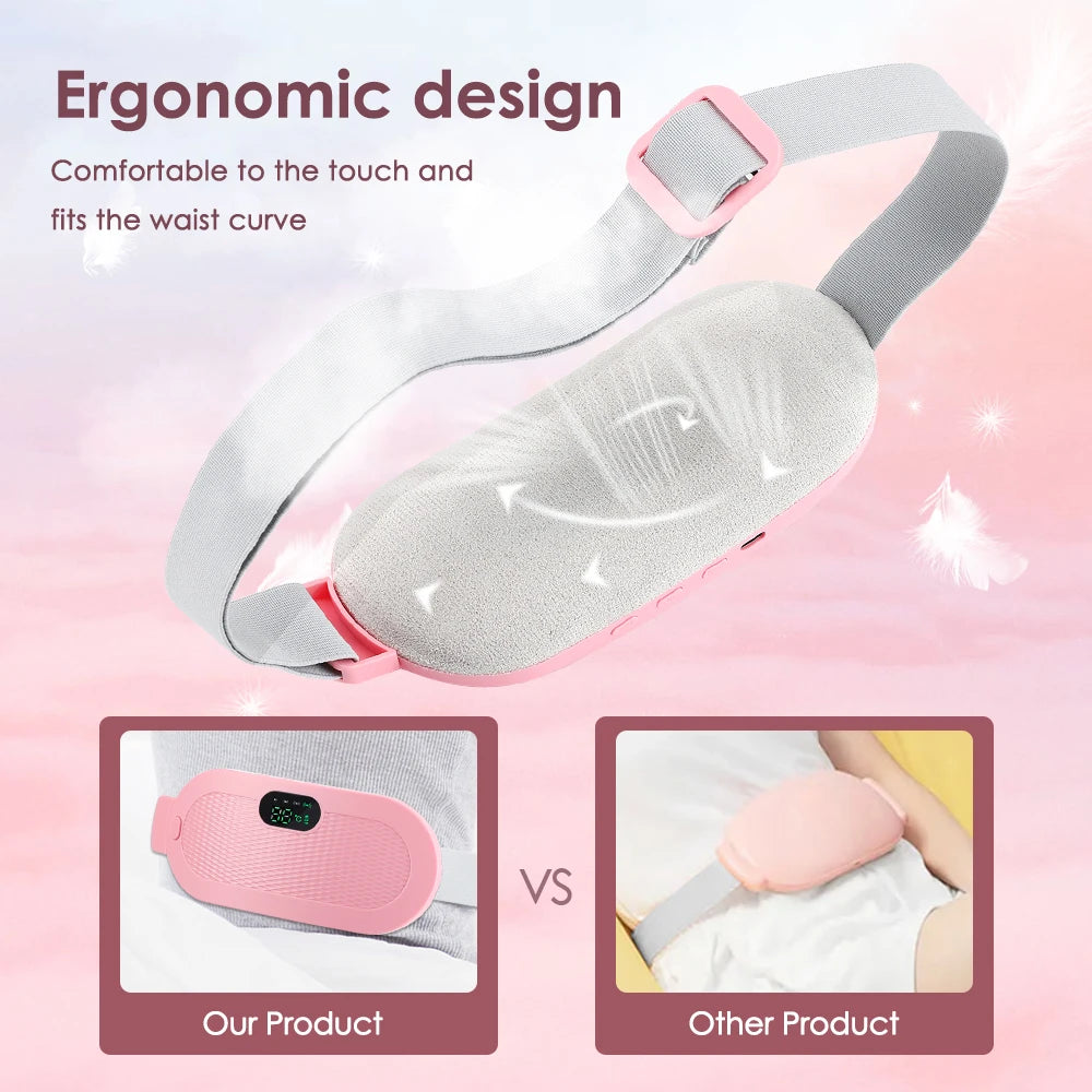 Menstrual Heating Pad Smart Abdominal Massager Warm Palace Belt Waist Vibration Massage Device for Cramps Period Pain Relief