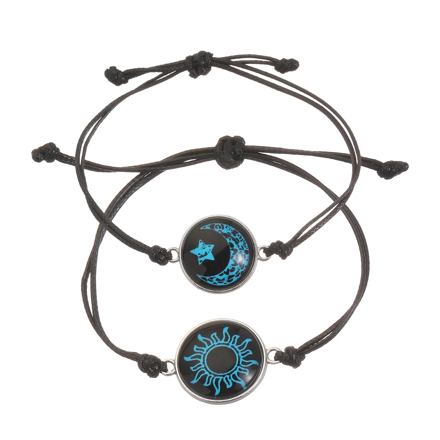 Romantic Luminous Sun Moon Couple Bracelets for Women Men Handmade Braided Rope Matching Bracelet Valentine's Day Jewelry Gifts
