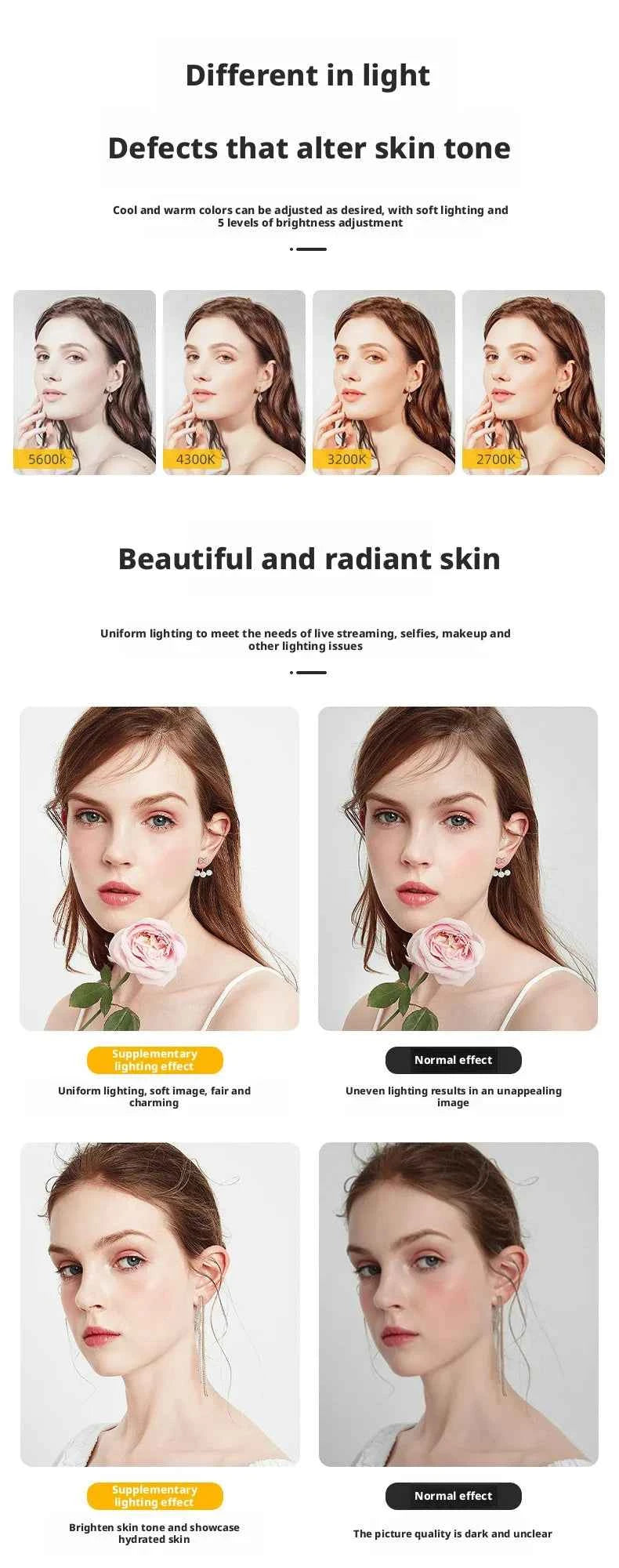 Mobile Magnetic Fill Light Built-In Beauty Mirror Fill Portable Photo Folding Beauty Lamp Live Atmosphere Light - Go sady online store