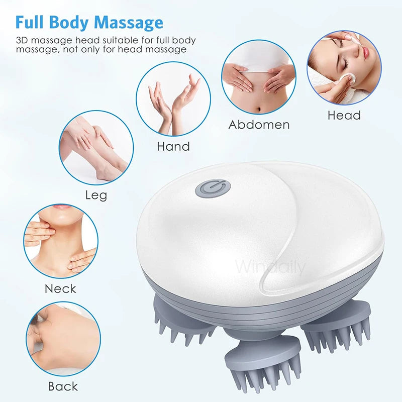 Electric Scalp Head Massager Kneading Vibrating Device Health Care Shoulder Neck Leg Arm Deep Tissue Massage Cat  Pet Massager
