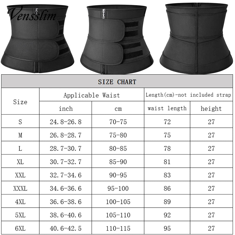 Vensslim Men Workout Waist Trainer Tummy Control Belt Slimming Sauna Body Shaper Trimmer Abdomen Shapewear Weight Loss Corset