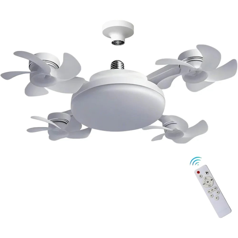 LED E27 Drone Fan Light Living Room Bedroom Remote Dimming Silent Integrated Ceiling Mounted Electric Fan Pendant Lamp