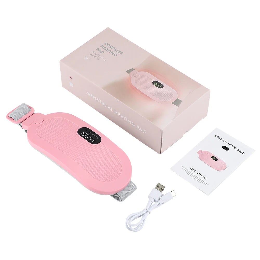 Menstrual Heating Pad Smart Abdominal Massager Warm Palace Belt Waist Vibration Massage Device for Cramps Period Pain Relief