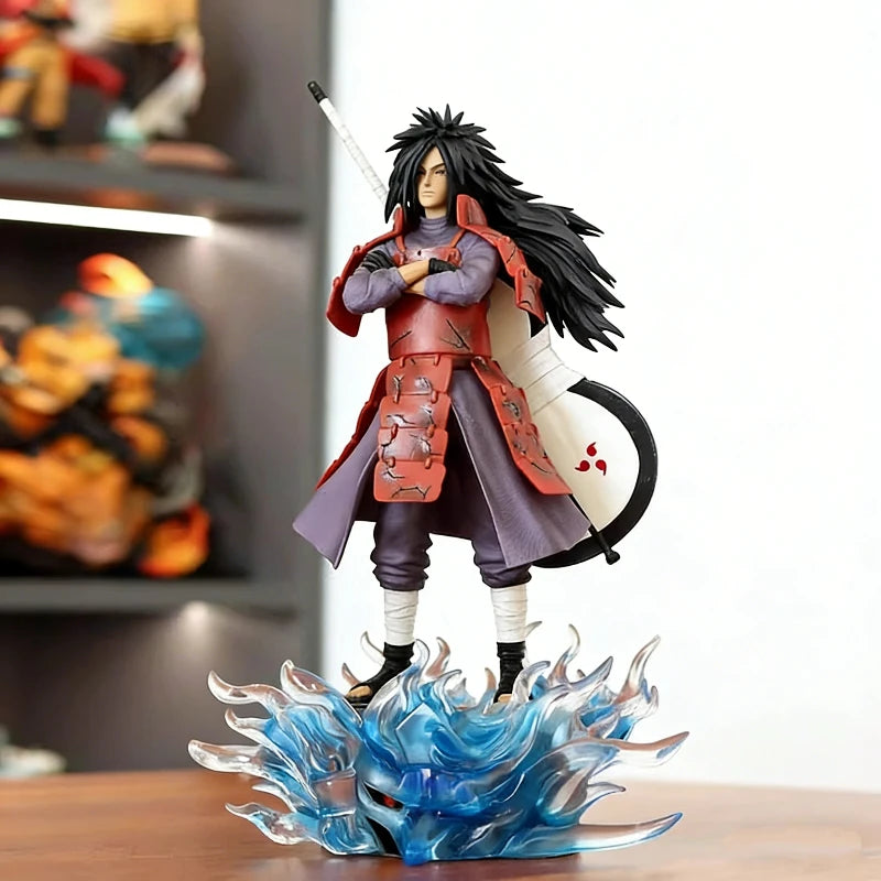 25cm/42cm Anime Naruto GK Uchiha Madara CW Gatekeeper Ver Light Up Figure PVC Statue Collect Model Toy Desktop Ornament Boy Gift