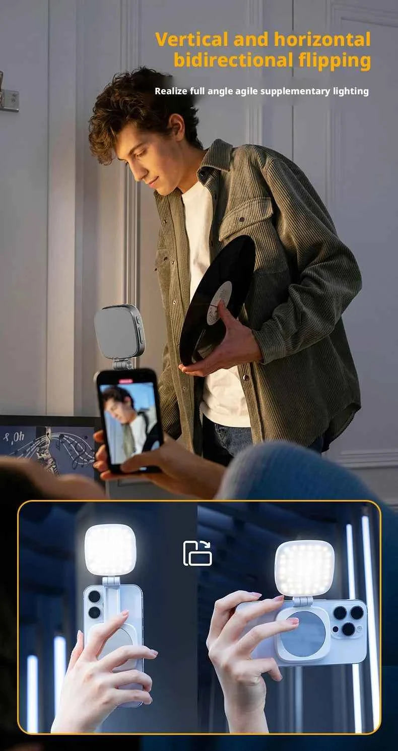 Mobile Magnetic Fill Light Built-In Beauty Mirror Fill Portable Photo Folding Beauty Lamp Live Atmosphere Light - Go sady online store