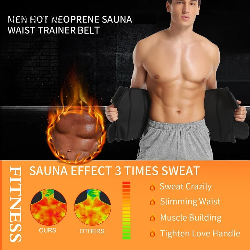 Vensslim Men Workout Waist Trainer Tummy Control Belt Slimming Sauna Body Shaper Trimmer Abdomen Shapewear Weight Loss Corset