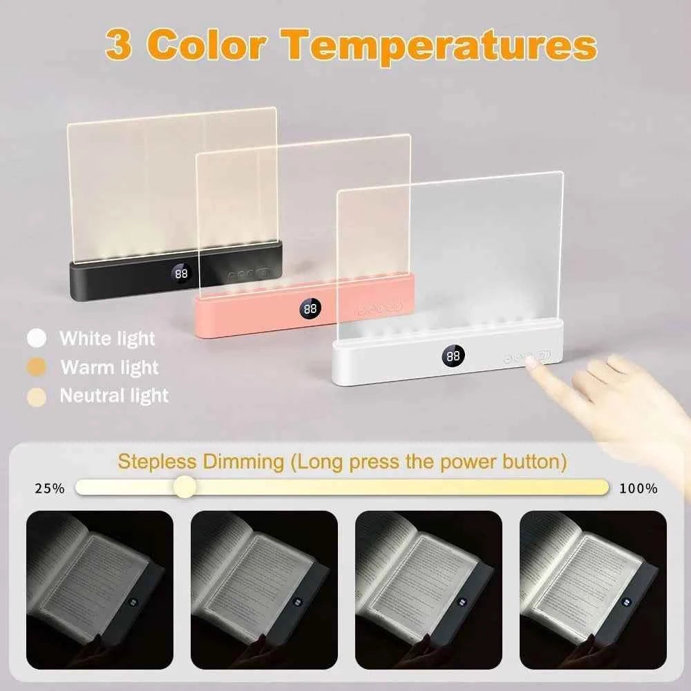 LED Flat Panel Book Light USB Charging Eye Protection Night Vision Reading Lamp for Students Indoor Use 2 in 1 Night Lights