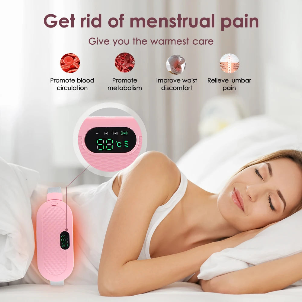 Menstrual Heating Pad Smart Abdominal Massager Warm Palace Belt Waist Vibration Massage Device for Cramps Period Pain Relief