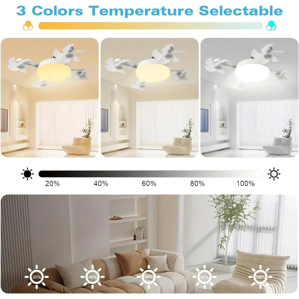 LED E27 Drone Fan Light Living Room Bedroom Remote Dimming Silent Integrated Ceiling Mounted Electric Fan Pendant Lamp