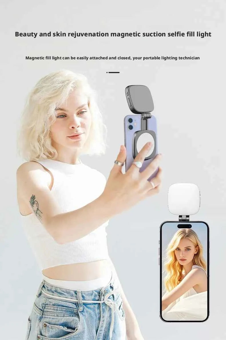 Mobile Magnetic Fill Light Built-In Beauty Mirror Fill Portable Photo Folding Beauty Lamp Live Atmosphere Light - Go sady online store