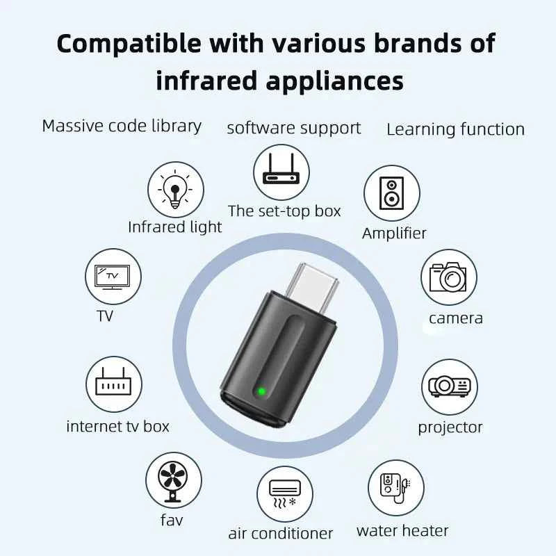 Smart Infrared Remote Control Type C IR Blasters Phone APP Control suitable for Android ios  Smartphone IR Mini Adapter for TV - Go sady online store