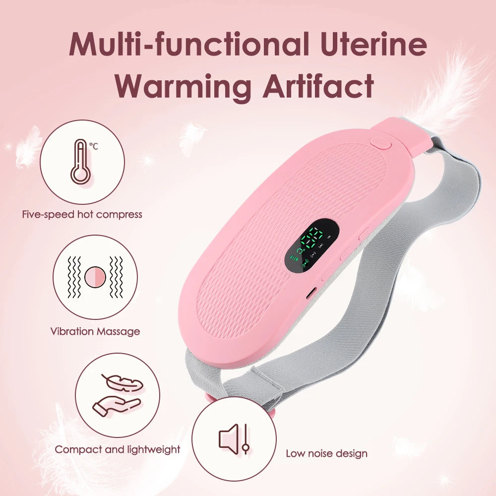 Menstrual Heating Pad Smart Abdominal Massager Warm Palace Belt Waist Vibration Massage Device for Cramps Period Pain Relief