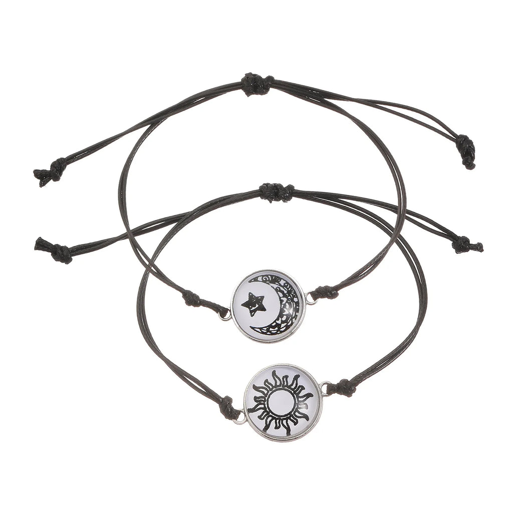 Romantic Luminous Sun Moon Couple Bracelets for Women Men Handmade Braided Rope Matching Bracelet Valentine's Day Jewelry Gifts