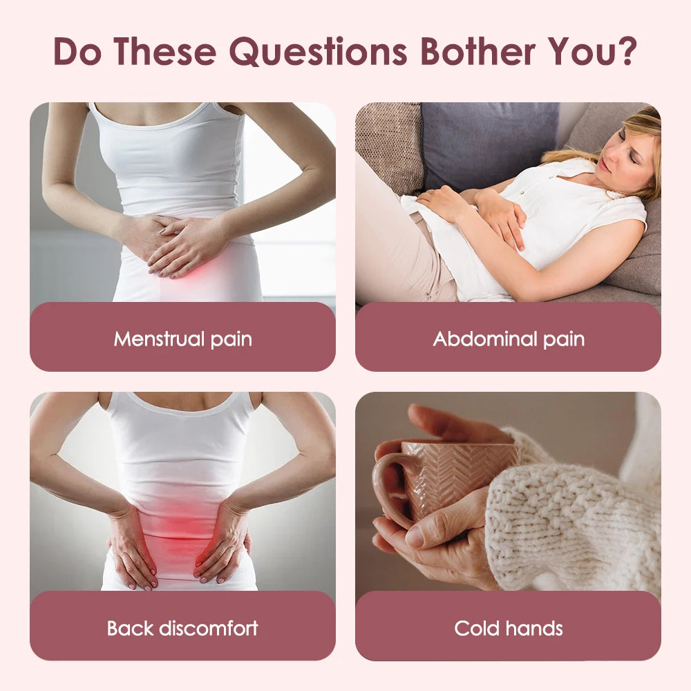 Menstrual Heating Pad Smart Abdominal Massager Warm Palace Belt Waist Vibration Massage Device for Cramps Period Pain Relief