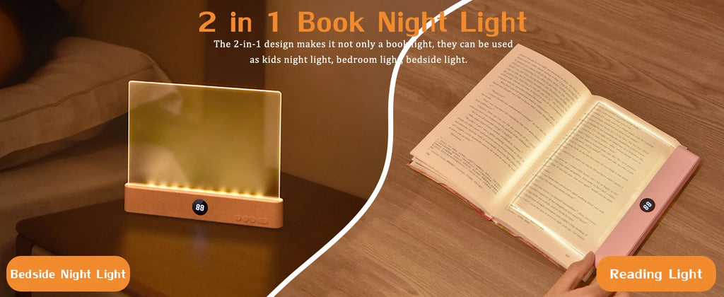 LED Flat Panel Book Light USB Charging Eye Protection Night Vision Reading Lamp for Students Indoor Use 2 in 1 Night Lights - Go sady online store