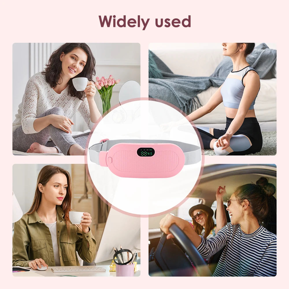 Menstrual Heating Pad Smart Abdominal Massager Warm Palace Belt Waist Vibration Massage Device for Cramps Period Pain Relief