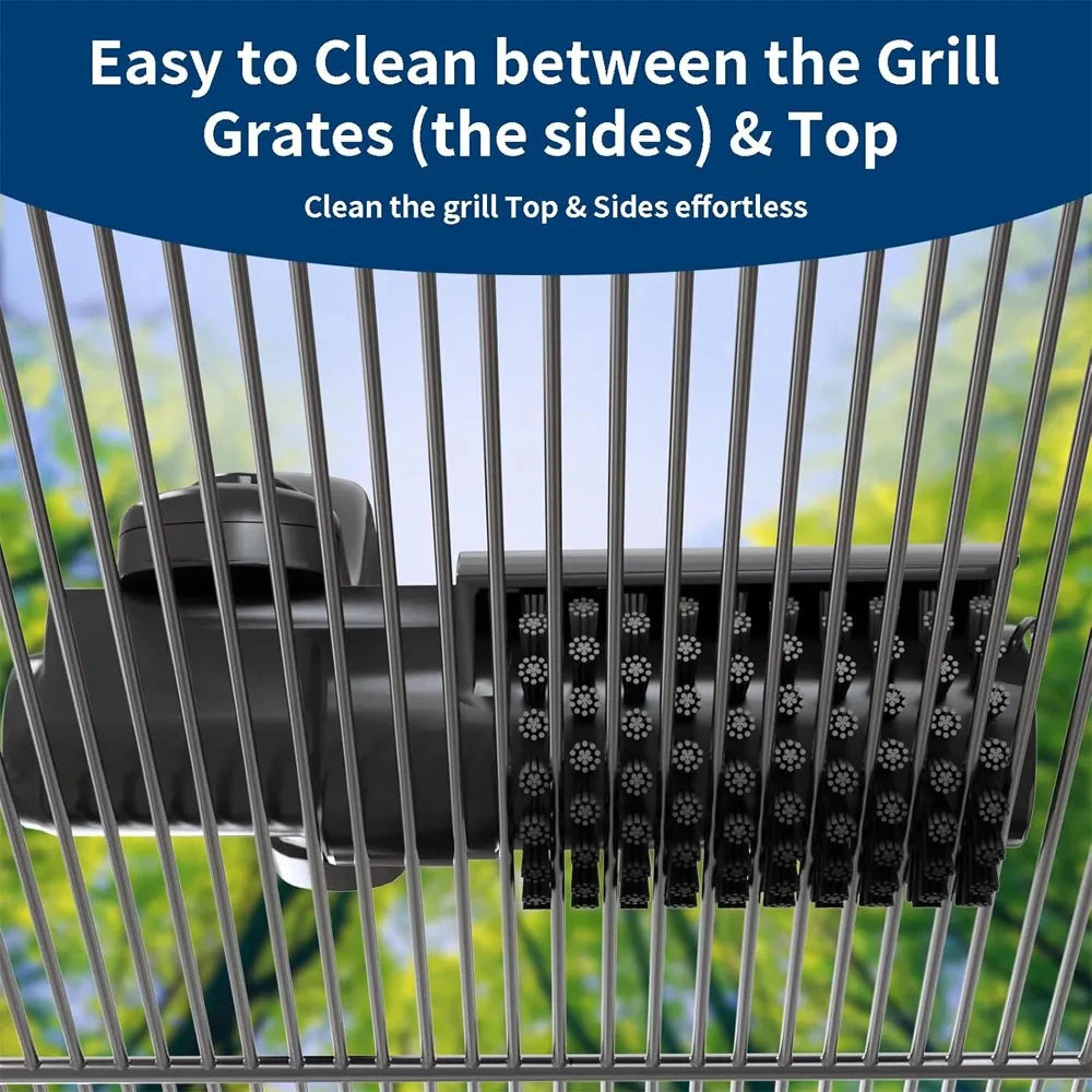 Electric BBQ Grill Brush with Replaceable Heads, 180° Adjustable Brush Head  for Outdoor Grilling and Kitchen Cleaning