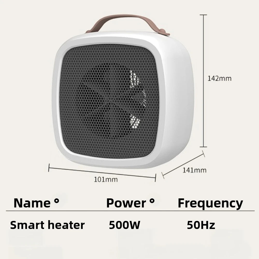 Portable Mini Heaters Household Desktop Mutes Fast Heating Warmer Fan 500W PTC-Ceramic Warm Air Heaters for Indoor Office Winter