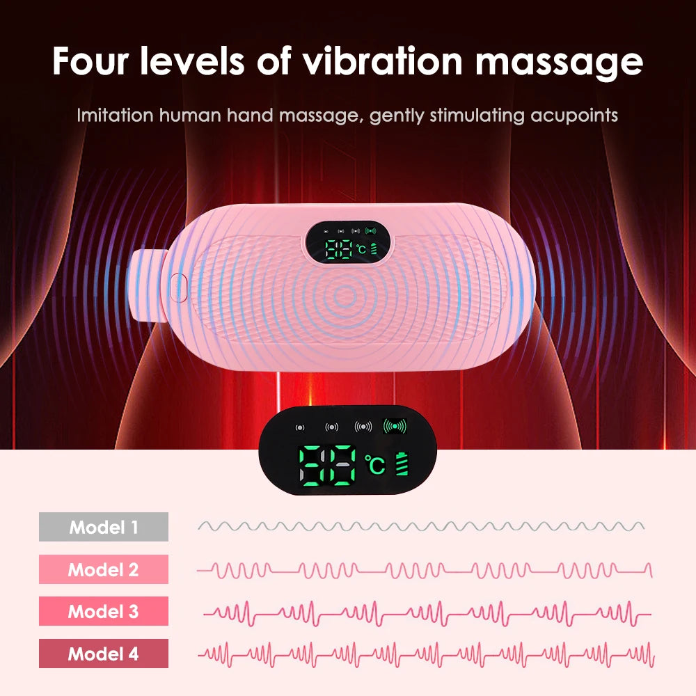 Menstrual Heating Pad Smart Abdominal Massager Warm Palace Belt Waist Vibration Massage Device for Cramps Period Pain Relief