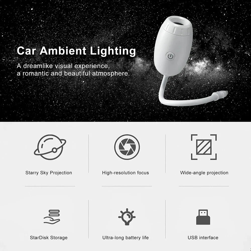 Galaxy Projector USB Night Light Car Mood Lights  LED Starry Star Lamp Party Cool Stuff For Room bedroom Home Gaming Decor - Go sady online store