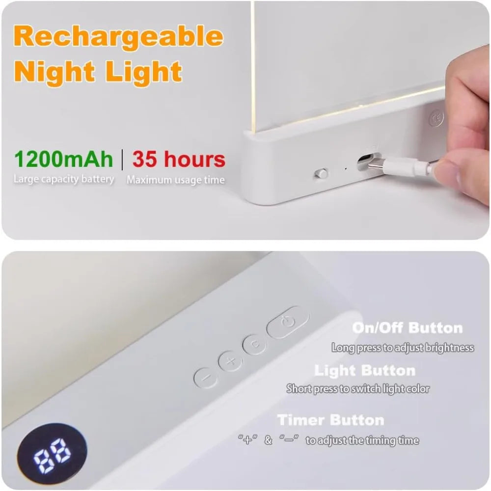 LED Flat Panel Book Light USB Charging Eye Protection Night Vision Reading Lamp for Students Indoor Use 2 in 1 Night Lights - Go sady online store