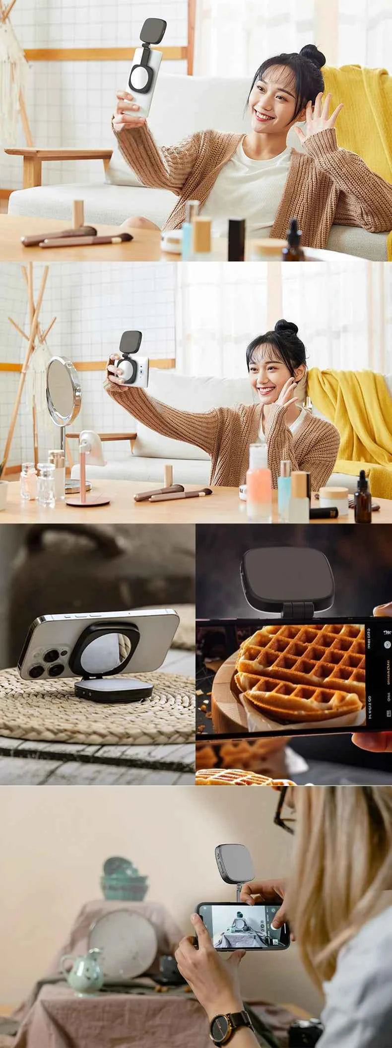 Mobile Magnetic Fill Light Built-In Beauty Mirror Fill Portable Photo Folding Beauty Lamp Live Atmosphere Light - Go sady online store
