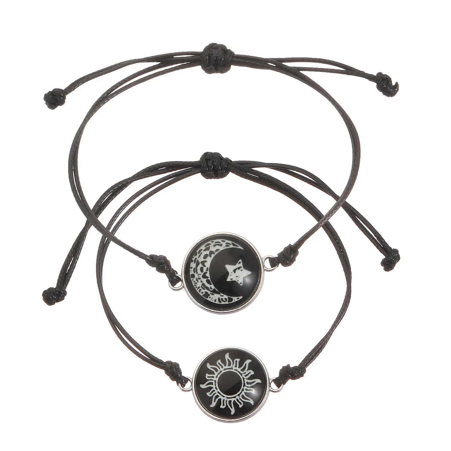 Romantic Luminous Sun Moon Couple Bracelets for Women Men Handmade Braided Rope Matching Bracelet Valentine's Day Jewelry Gifts