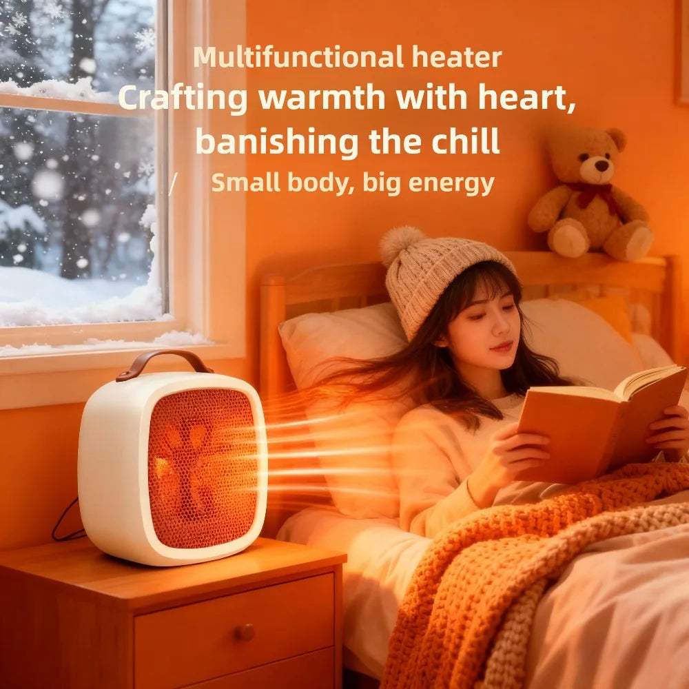 Portable Mini Heaters Household Desktop Mutes Fast Heating Warmer Fan 500W PTC-Ceramic Warm Air Heaters for Indoor Office Winter