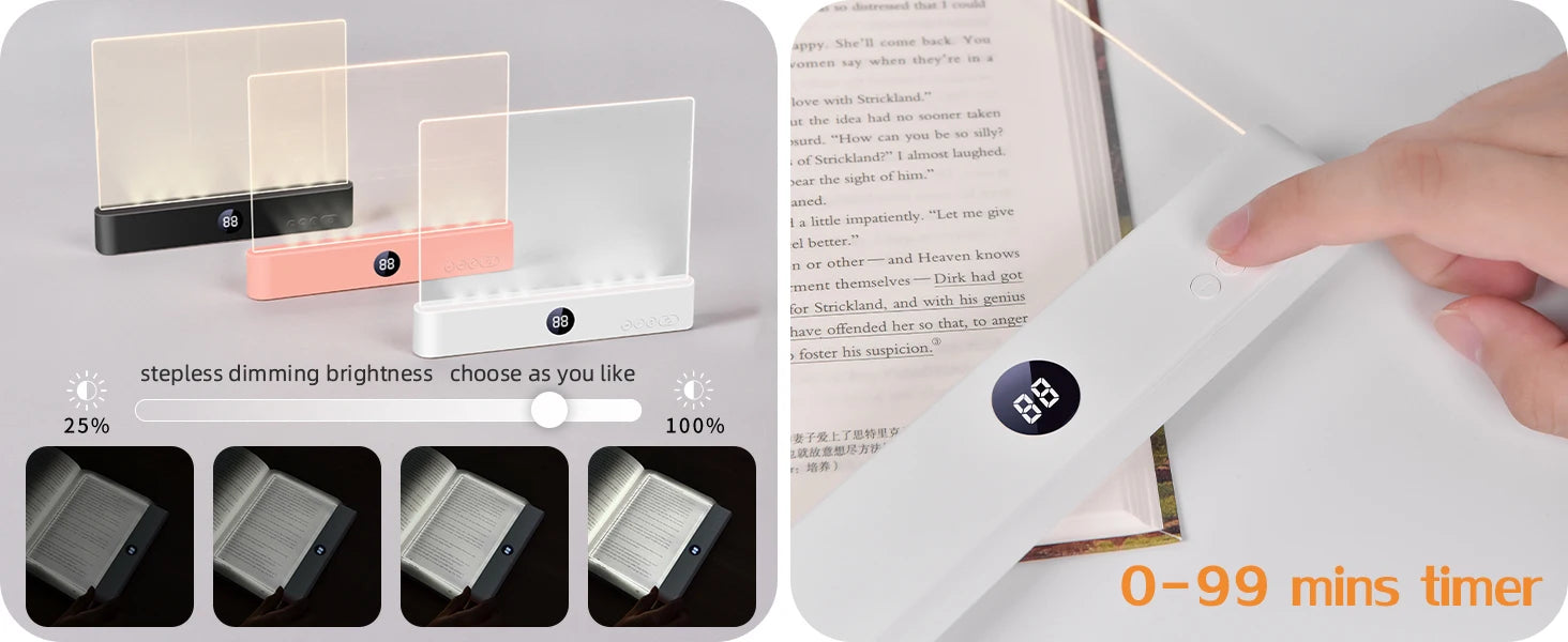 LED Flat Panel Book Light USB Charging Eye Protection Night Vision Reading Lamp for Students Indoor Use 2 in 1 Night Lights - Go sady online store