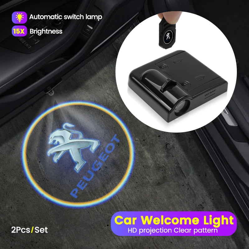 Car Door Welcome Lights Laser Projector Logo Wireless Car HD Courtesy Lamp For Peugeot 206 208 306 307 308 406 407 408 4008 5008