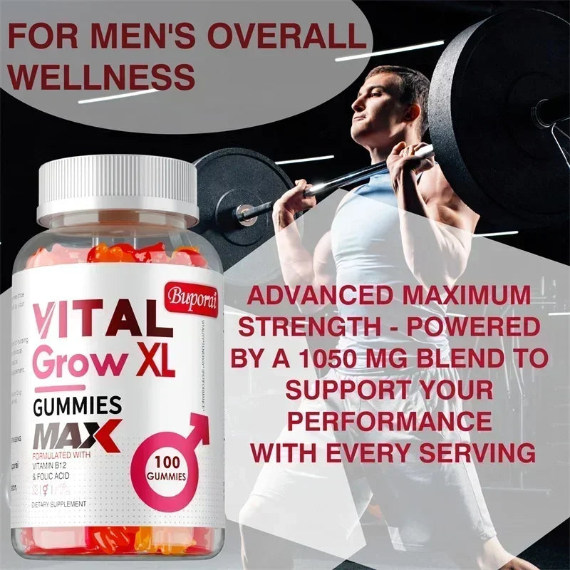 Vital Grow XL Male Gummies - Promotes Muscle Growth and Recovery, Enhances Athletic Performance, Endurance, and Relieves Fatigue