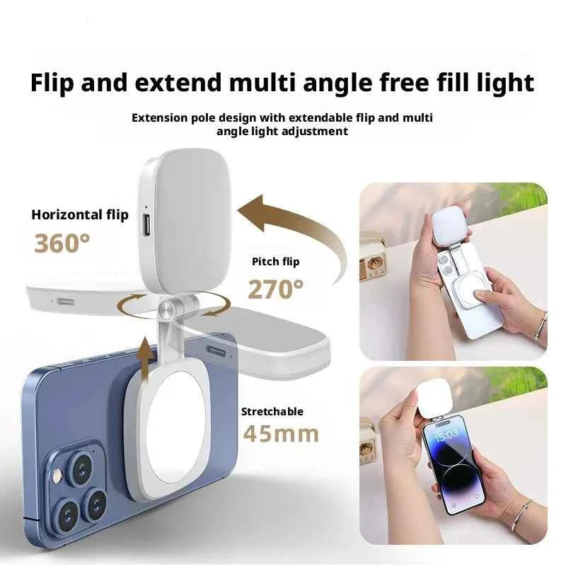 Mobile Magnetic Fill Light Built-In Beauty Mirror Fill Portable Photo Folding Beauty Lamp Live Atmosphere Light - Go sady online store