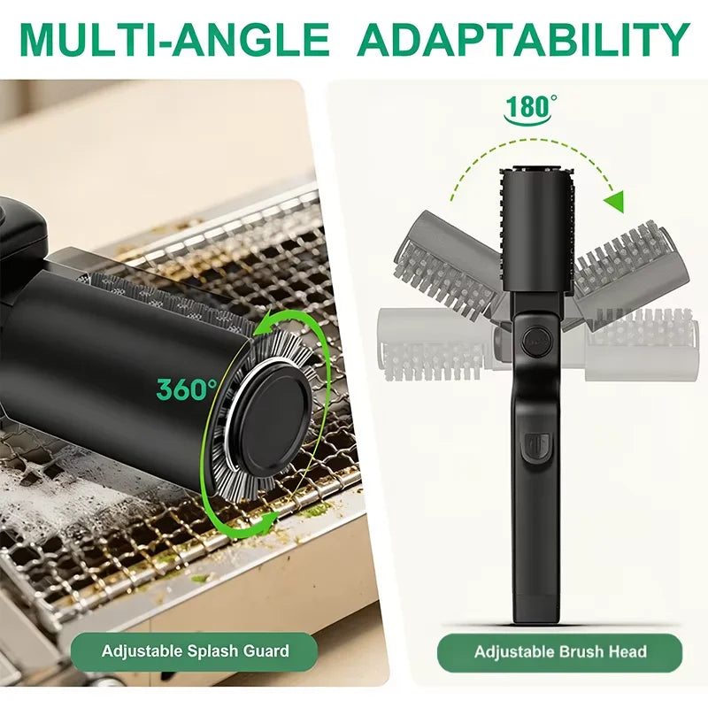 Electric BBQ Grill Brush with Replaceable Heads, 180° Adjustable Brush Head  for Outdoor Grilling and Kitchen Cleaning