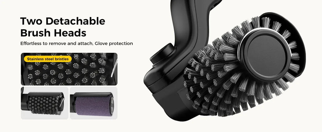 Electric BBQ Grill Brush with Replaceable Heads, 180° Adjustable Brush Head  for Outdoor Grilling and Kitchen Cleaning