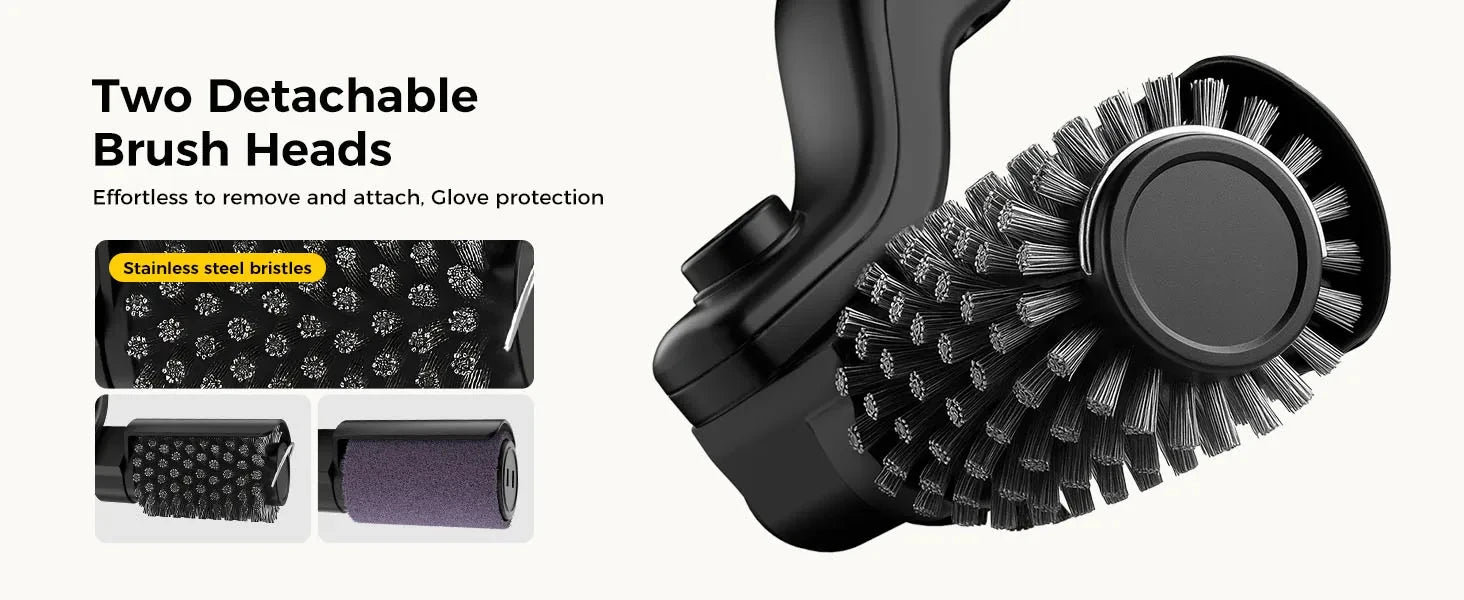 Electric BBQ Grill Brush with Replaceable Heads, 180° Adjustable Brush Head  for Outdoor Grilling and Kitchen Cleaning