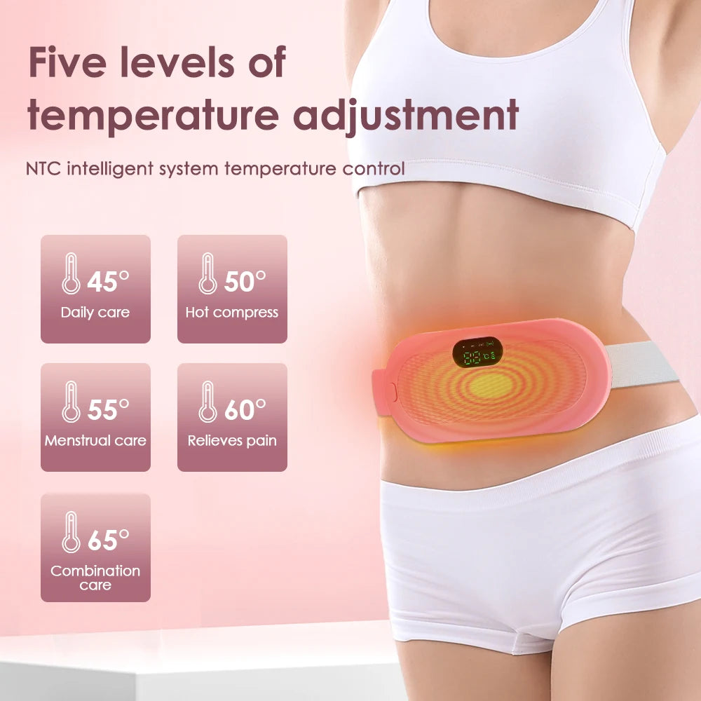 Menstrual Heating Pad Smart Abdominal Massager Warm Palace Belt Waist Vibration Massage Device for Cramps Period Pain Relief