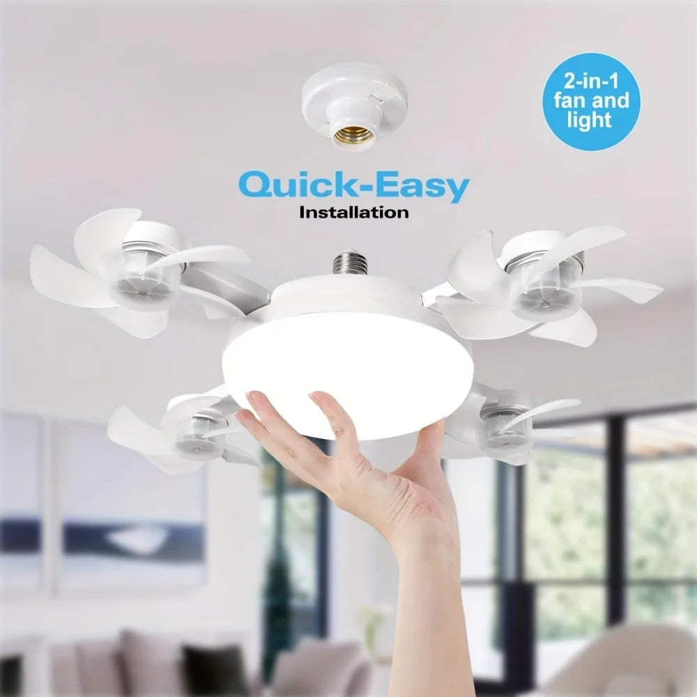 LED E27 Drone Fan Light Living Room Bedroom Remote Dimming Silent Integrated Ceiling Mounted Electric Fan Pendant Lamp