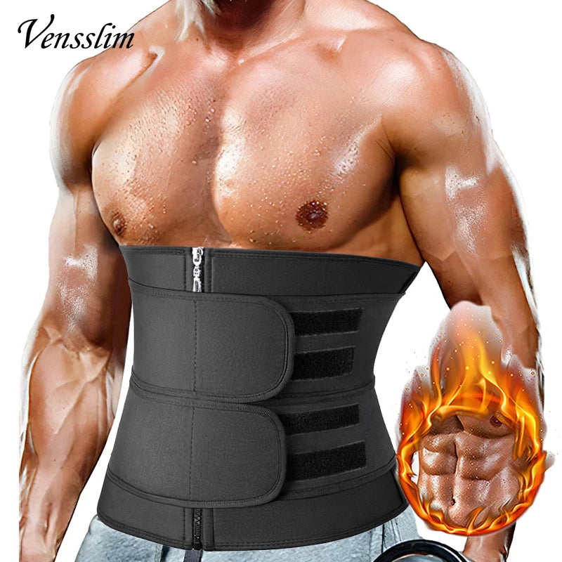Vensslim Men Workout Waist Trainer Tummy Control Belt Slimming Sauna Body Shaper Trimmer Abdomen Shapewear Weight Loss Corset
