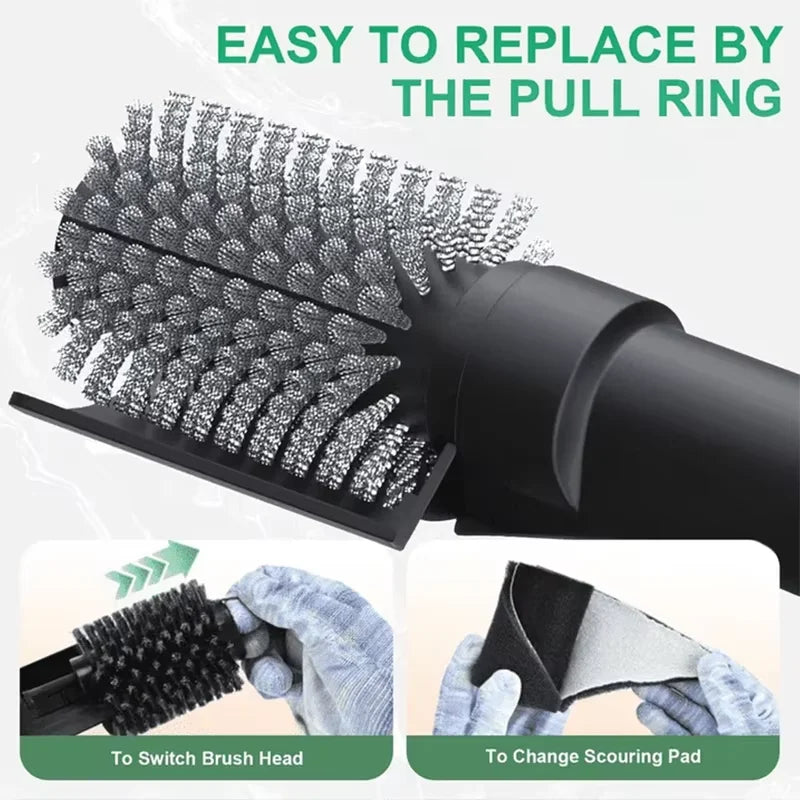 Electric BBQ Grill Brush with Replaceable Heads, 180° Adjustable Brush Head  for Outdoor Grilling and Kitchen Cleaning